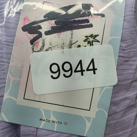 Womens Salty Lemon Purple Plunge Neck Tunic Blouse Short Sleeve Cover Up Size XL - Picture 8 of 8